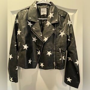 Le Lis leather star black jacket size small